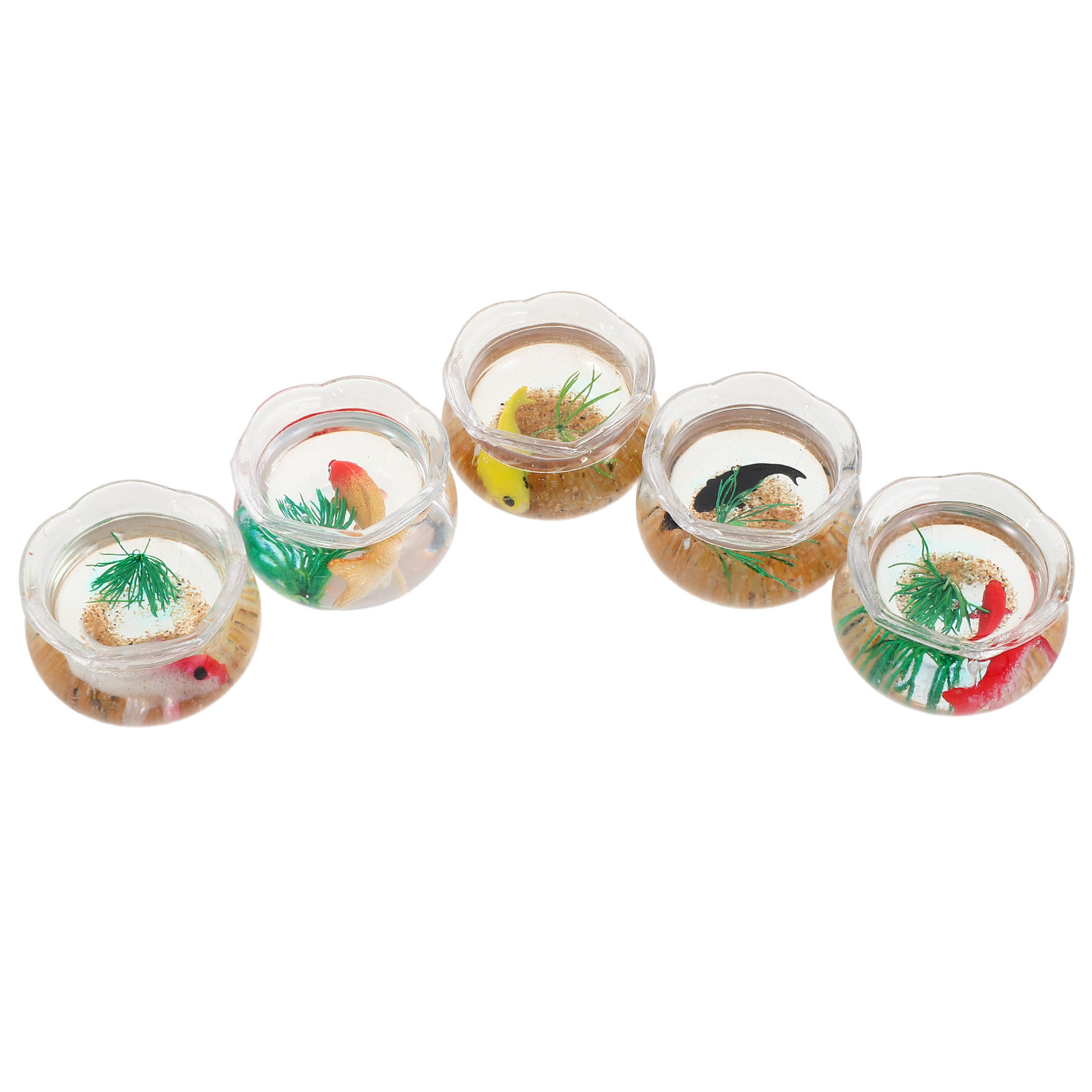 Aquarium Plant Original - 5Pcs Mini Fish Bowl Realistic Koi
